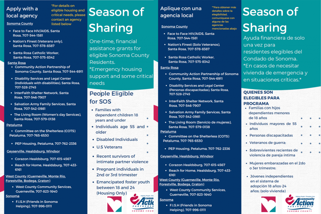 Season of Sharing Informational Flyers in English and Spanish, click for PDF